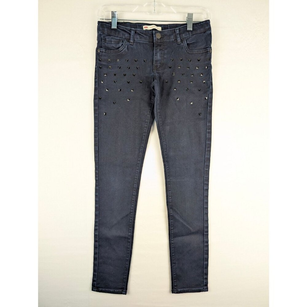 Levis 710 Super Skinny‎ Jeans 16 Reg Dark Wash with Studded Design